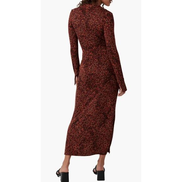 Free People X Revolve Shayla Wrap Midi Dress in Chocolate Combo NWOT. Size M - Picture 4 of 8